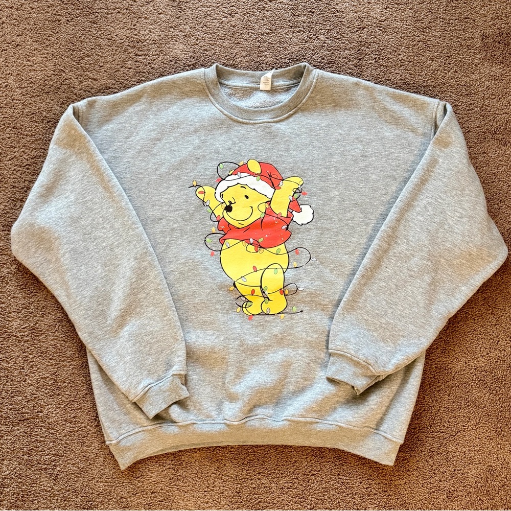 Gray Winnie the Pooh Holiday Sweater